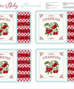 Cherries Baby// Placemats Panel 36" (Turquoise/Red)