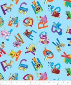 My Very Silly Monster's ABCs// ABC Monster Allover (Light Blue)