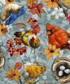 Joyful Garden// Bird Toss (Chambray)